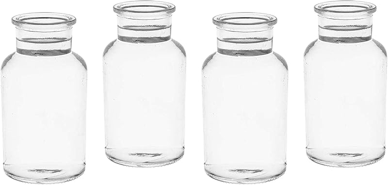casavetro 10 db Fehér Kerek Üveg Váza 300 ml Dekoratív Üvegedény Szett