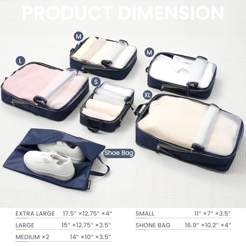 Image of BAGAIL 6 Set Ultralight Compression Packing Cubes Packing Organizer for Travel Accessories Luggage Suitcase Backpack