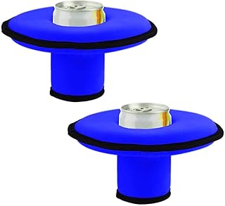 Neoprene Floating Drink Holder Floating Coaster Pool Drink Holder for Pool Party Water Fun Fits to Skinny Cans/Bottles and Wide Mouth Cans/Bottles (2 Pcs Blue)
