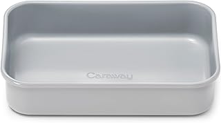 Nonstick 9” x 6.5” Small Rectangle Baking Pan – Non-Toxic, PTFE & PFOA Free – Aluminized Steel Core – Deep Ceramic Baking Pan for Casseroles, Lasagna & More - Gray