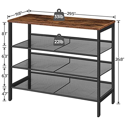 Hoobro Industrial Shoe Rack, 4-Tier Shoe Shelf, Storage Organizer Unit With 3 Mesh Shelves, Wood Look Accent Furniture With Metal Frame, For Entryway, Living Room, Hallway Bf14Xj01 #TOP2
