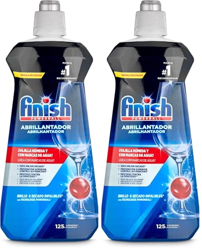 Finish Abrillantador Lavavajillas, vajilla seca, brillante y sin marcas - 500ml - 125 lavados (Paquete de 2)
