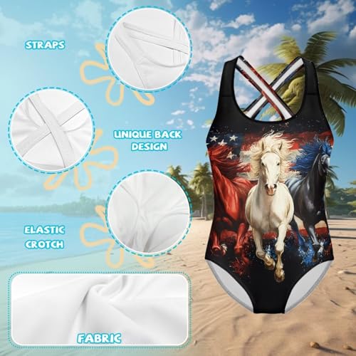 Image of Girls One Piece Cat Swimsuits Quick Dry Cartoon Beach Bathing Suit Crossback Swimwear for Kids 5-14 Years