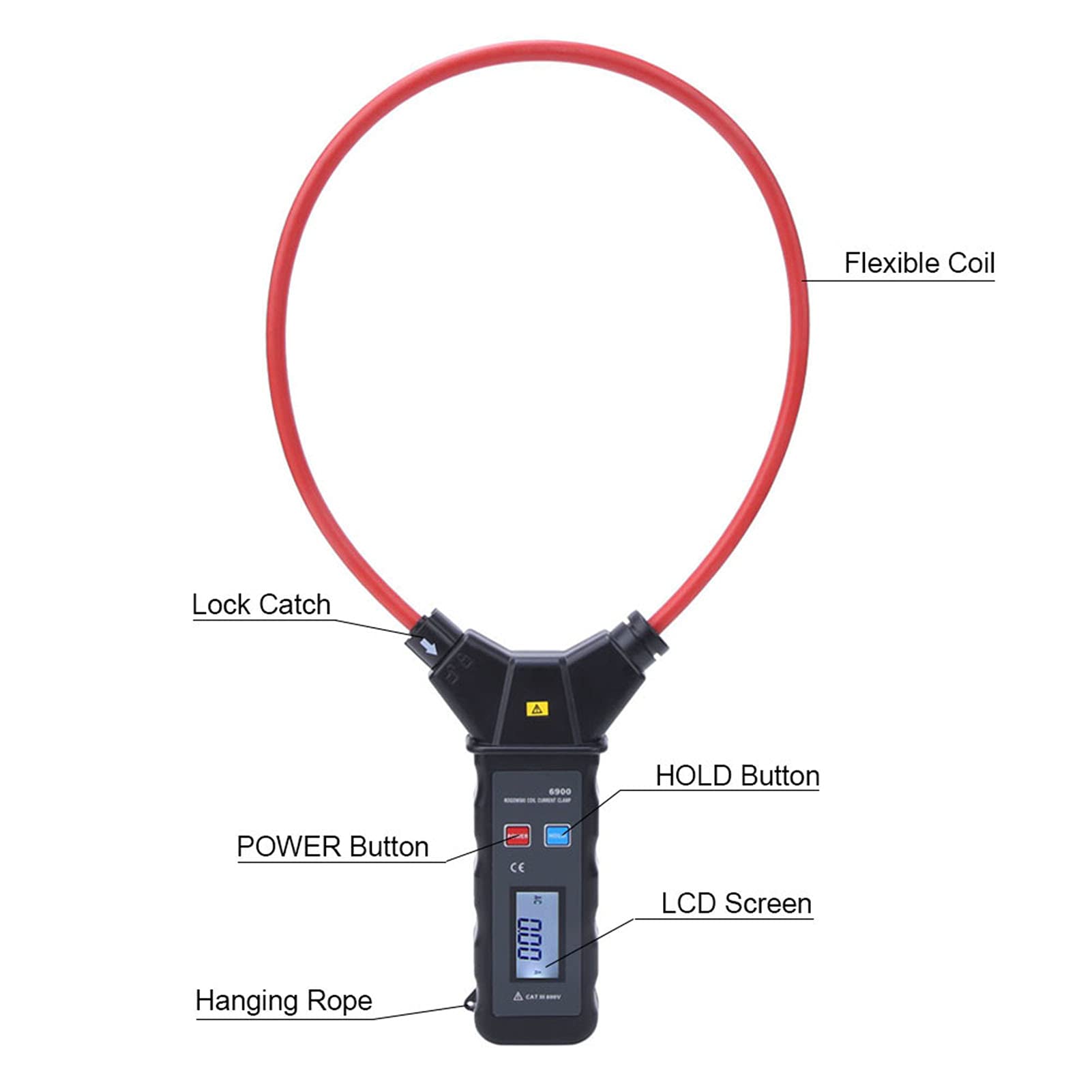Pinza amperimétrica multifuncional de bobina flexible Pinza amperimétrica de corriente de fuga de CA Herramienta de medición de corriente Probador de continuidad Pantalla LCD Kit de mantenimiento Prob