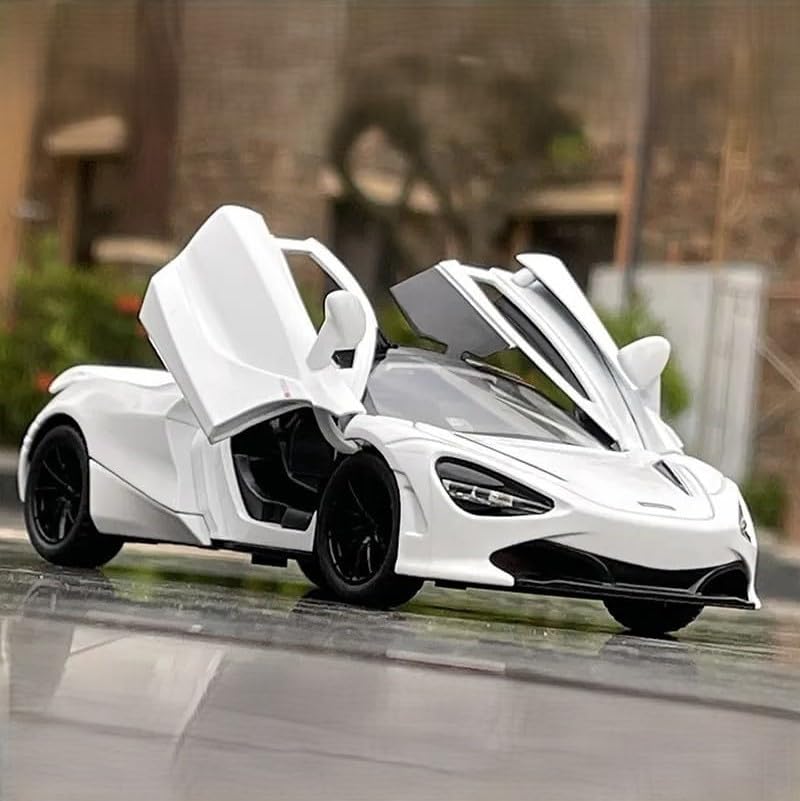 Image of New 1:32 Mc-Laren 720s Diecast Alloy Metal Pull Back Car with Openable Doors Music Sound and Light Vehicle Toy Car for Kids Boys