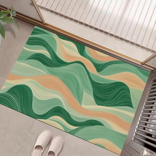 Tapis de Décoration Cuisine Vert Émeraude au Design Abstrait - 2