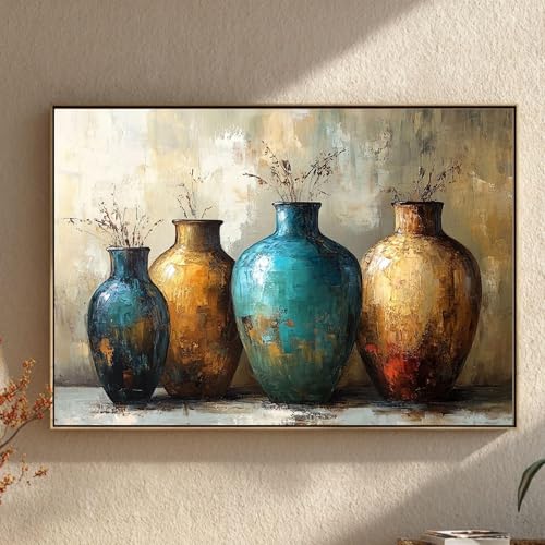 Affiche texturée style poterie rétro sur toile d'art haut de gamme