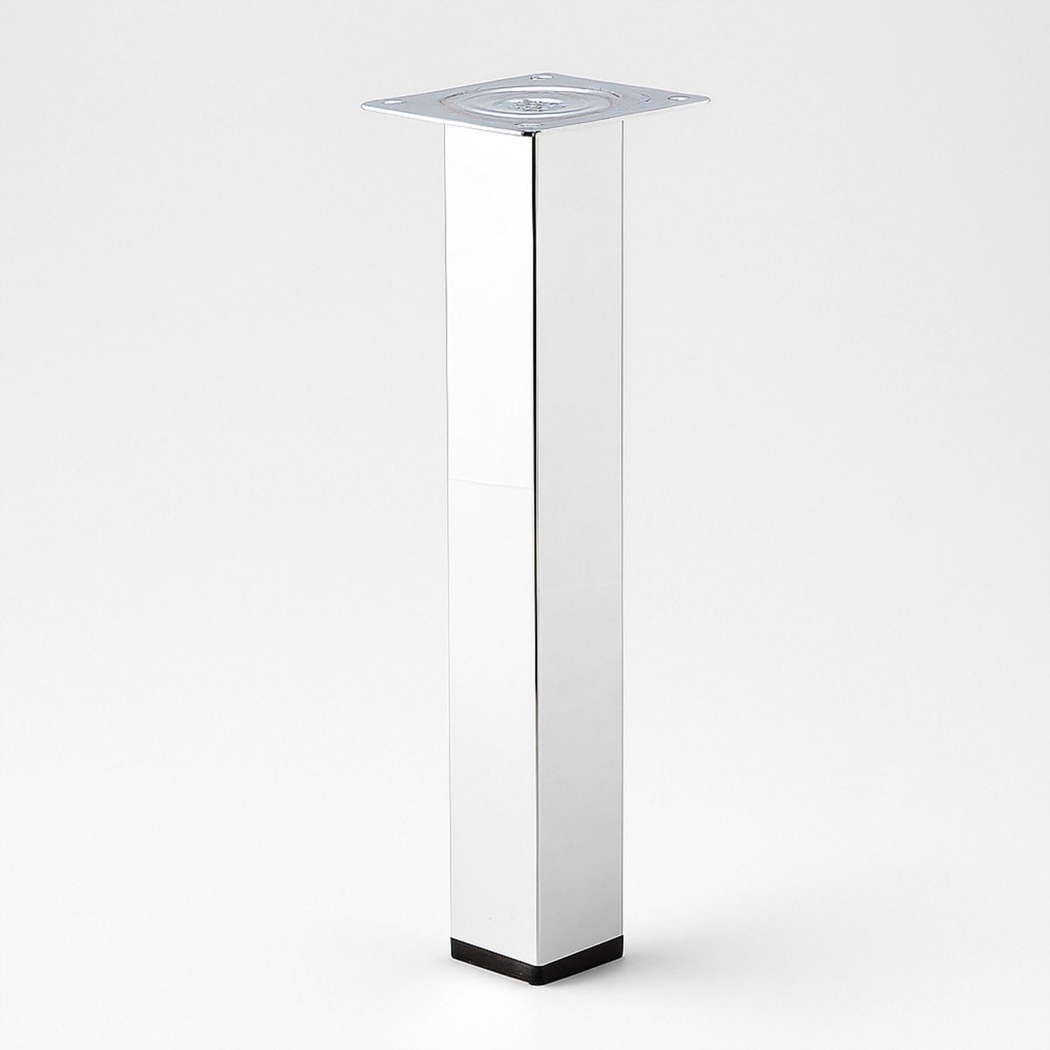 Kare Tablalı 41 cm Krom Gümüş 6 cm Çap Metal Sehpa Masa Ayağı Mobilya Destek Yükseltici Ayak