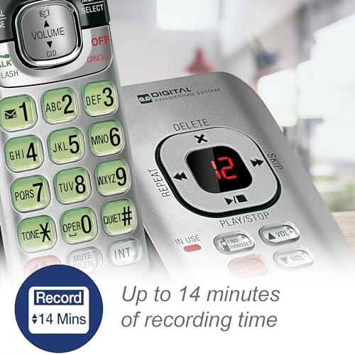 Image of VTech CS6529-5 5-Handset DECT 6.0 Cordless Phone, Silver /Black | Answering System, Caller ID /Call Waiting, Wall-Mountable, LCD Screen, Handset Speakerphone
