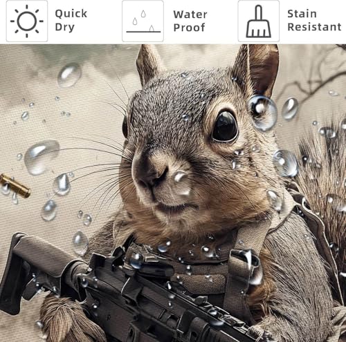 Image of Funny Shower Curtains forBathroom Decor, Funny Squirrel Animal Shower Curtain, Fun Cute Kids Bathroom Decor Shower Curtain, with Hooks 72x72 Inch