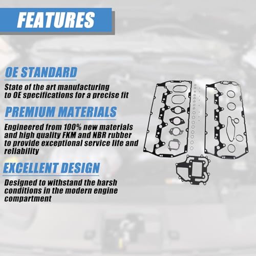 Image of AUCERAMIC 6.7L Powerstroke Valve Cover Gasket for 2011-2020 Ford F250 F350 F450 F550 Super Duty 6.7L Diesel Engine Valve Cover Gasket Set VS50828R