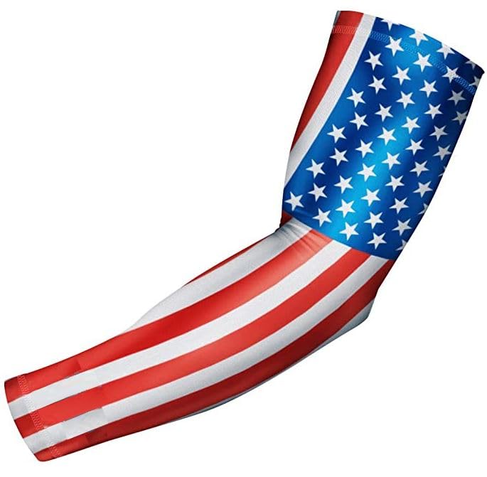 Baseball Football Sports Compression Arm Sleeve American Flag USA, Boys Youth Small YS