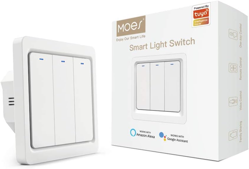 MOES WiFi Push Button Smart Light Switch No Neutral Wire Required