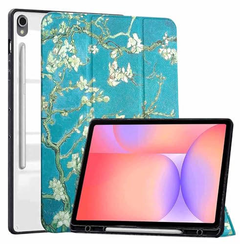 Image of ProElite Cover for Samsung Galaxy Tab S10 Lite 10.9 inch / Tab S9 FE 10.9 inch /Tab S10 FE /Tab S9 11 inch Cover Case, Smart Flip Case Cover with S Pen Holder, Flowers [Transparent Back]