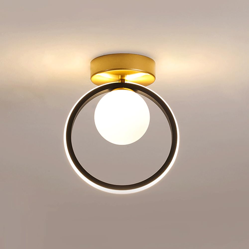 Żyrandol sufitowy LED, szklana kula do kuchni, mini lampa do przedpokoju, nowoczesna lampa w kształcie kuli, półpłaszczowa, metalowa obudowa do salonu, restauracji i hotelu