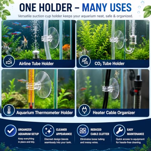Image of VAYINATO Aquarium Airline Tubing Suction Cup Transparent, 10 Pcs - Fish Tank Air Hose Suction Cup Holder Connector - Aquaculture Aeration Setup Accessories by Petzlifeworld