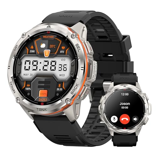 KOSPET Tank T3 Ultra Smart Watch GPS for Men, 5ATM Waterproof, Pressure&Altitude&Compass, Extra-Large Battery, Full Metal Body Rugged Military Smartwa