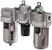 SMC AC Series 3 Piece Filter/Regulator/Lubricator, 3/8" NPT, 5 Micron, Manual Drain, 25 cubic cm Drain Capacity, No Gauge