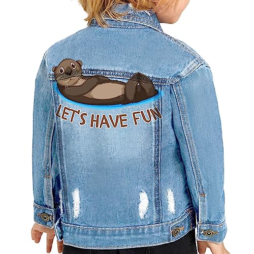 Let's Have Fun Toddler Denim Jacket - Otter Jean Jacket - Graphic Denim Jacket for Kids