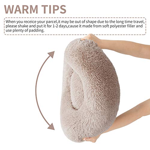 Love's Cabin 20In Cat Beds For Indoor Cats - Cat Bed With Machine Washable, Waterproof Bottom - Taupe Fluffy Dog And Cat Calming Cushion Bed For Joint-Relief And Sleep Improvement #TOP6