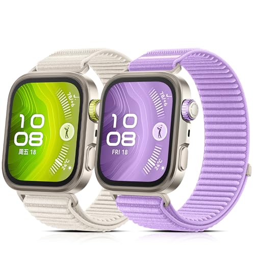 AGUPERFIT �R���p�`�u�� Huawei Watch Fit 4 Pro/Fit 4/Fit 3 �o���h - 2�{�Z�b�g�A�E�[�u�� �i�C���� �x���g�y�ʂŒʋC���ɗD�� �X�|�[�c���[�v �����o���h ���i�K���� �����x���g (�X�^�[���C�g/���݂ꂢ��)