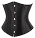 Produktbild SZIVYSHI Korsett Damen Unterbrust Satin Lace Up Waist Cincher Corset Top Shaper Corsage (S, Schwarz)