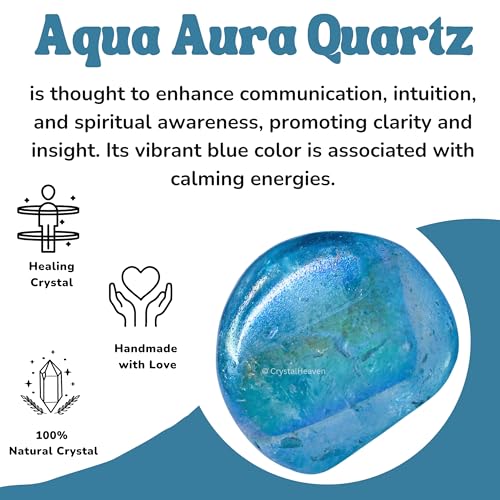 Image of Crystal Heaven Certified Aqua Aura Quartz Healing Tumbled Stone,Natural Polished Crystals For Diy Crafts,Manifestation,Meditation,Pooja Feng Shui And Reiki Healing(30 Grams)