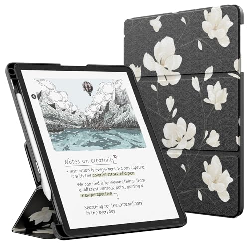 Image of MoKo Stand Case for 11 inch Kindle Scribe (3rd Generation -2025) & Kindle Scribe Colorsoft (1st Generation 2025) - Premium Leather Trifold Stand Cover with Pen Holder, Auto Sleep /Wake, Magnolia