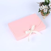 10Pack Paper Gift Box with Lid Ribbon Rectangle Flat Box Case 26x17.5x3CM DIY Present Case Jewellery Container Boxes for Christmas Birthday Shirt Scarf Panties Towels Accessories