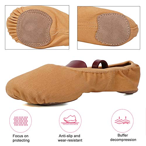 JUODVMP Stretch Canvas Ballet Shoes for Girls/Toddlers/Kids/Women Ballet Slippers Ballet Flats Yoga Dance Shoes,Model TJBL4