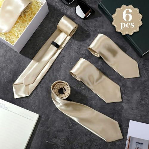 Image of Syhood 6 /12 /24 Pcs Men Ties Set Solid Satin Pure Color Business Formal Necktie Tie 57 inch for Men Occasion Wedding