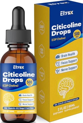 Citicoline (CDP Choline) Liquid Drops 500mg for Kids & Adults, 2F...