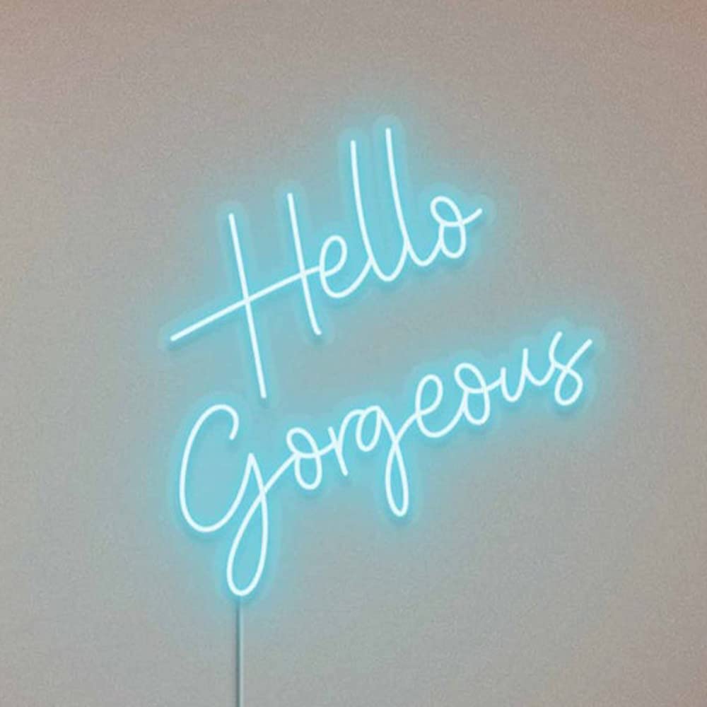 Ulalaza LED Neon Sign Night Light Hello Gorgeous for Home Bedroom Living Room Bar Art Decoration Party Wedding Birthday Christmas with USB Modulator 5v