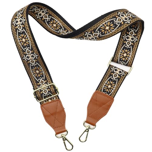Image of Purse Strap,1.5 inch Leather End Shoulder Strap Adjustable Replacement,Retro Multi-Pattern Crossbody Bag Straps