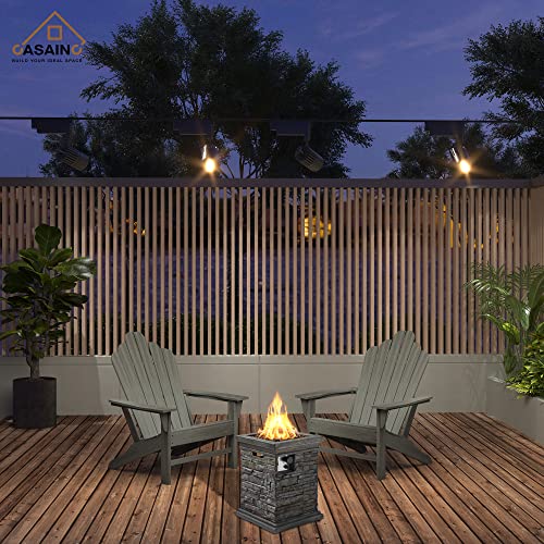 Casainc Propane Gas Fire Pit 30,000 Btu Outdoor Firepit 18 X 25 Inchs Square Column Fire Table Garden Slate Rock Fire Pit, Lava Rocks, Waterproof Cover, Csa Certification-Gray #TOP3