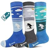 RIOROO 3 Paar Kinder Skisocken, Merino Wolle Skisocken Kinder Dicke VerstäRkte SkistrüMpfe, Jungen Mädchen Thermo Wintersocken Kniestrumpf Snowboardsocken, Warm Und Atmungsaktiv, Schnelltrocknend