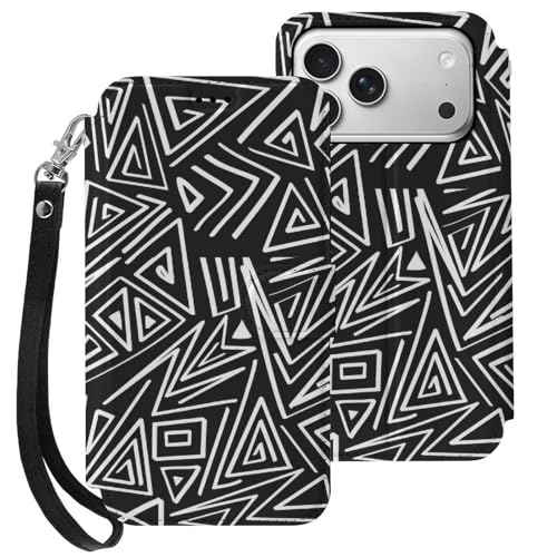 iphone 17用 ケース 幾何柄 手帳型 と互換性のある カード収納 いphone17用 カバー 手帳型 Puレザー 横置きスタンド機能 折りたたみ スマホケース スタンド付き アイフォン 17用 ケース 内蔵マグネット 開閉式 財布型 軽量 薄型 耐