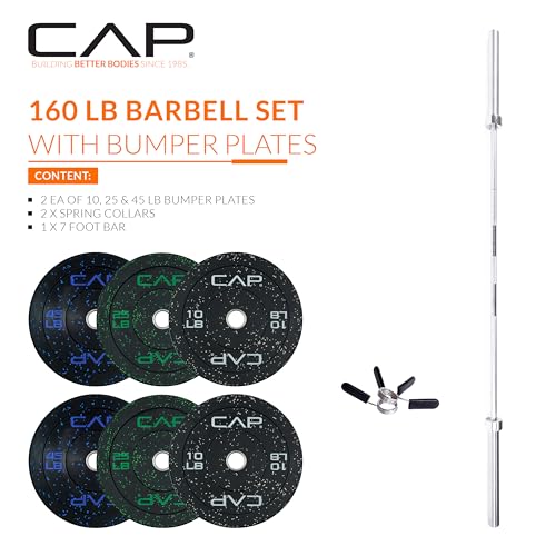 Image of CAP Barbell Olympic Weight Set with 7ft Barbell & Bumper Plates | 160-370 lbs | Multiple Options