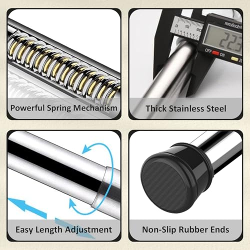 Image of JD FRESH 85 to 140 Cm Stainless Steel Extendable Curtain Rod Holder Without Drill /Shower Curtain Pipe /Window Curtain Rod for Home /Anti-Skid Spring Pull Rod for Bathroom /Wardrobe /Door - (Black)
