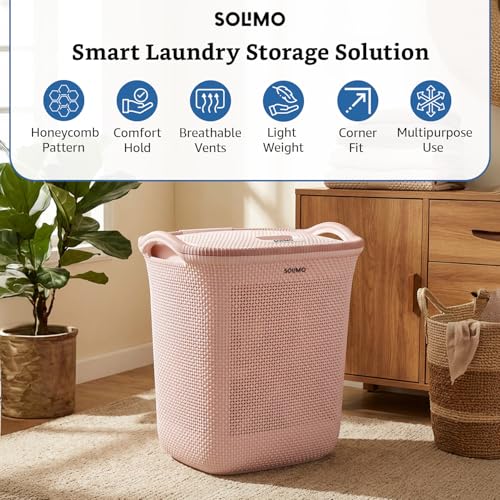 Image of Amazon Brand - Solimo Honey comb Laundry Basket - (Small)-42 Litres-45.4 X 35.6 X 49.9 cm- Royal Light brown