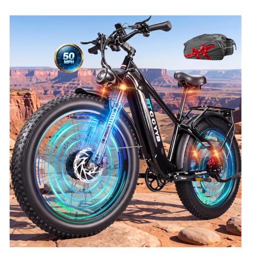 9000W Peak Dual Motor Electric Bike for Adults, 50MPH Fast Speed 100Miles Max Range, 26" Fat Tire Off Road Mountain Ebike,Adjustable Stem, Front & Rear Turn Signals,Front Suspension