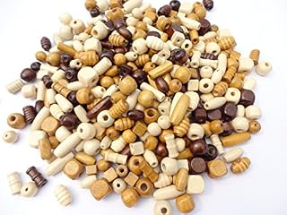 Creamore Crafts 100 Or 200 - Wooden Mixed Size & Shape Wood Beads Craft Jewellery Dolls Hair Braiding - Pack Size: 200 Beads