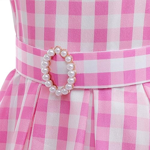 Disfraz Robbie para niñas vestido a cuadros rosa miniatura 4