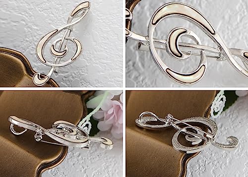 Image of Alilang Silvery Tone Abalone Shell Music Note Brooch Pin & Pendant Simple Accessories for Party Banquet New Years