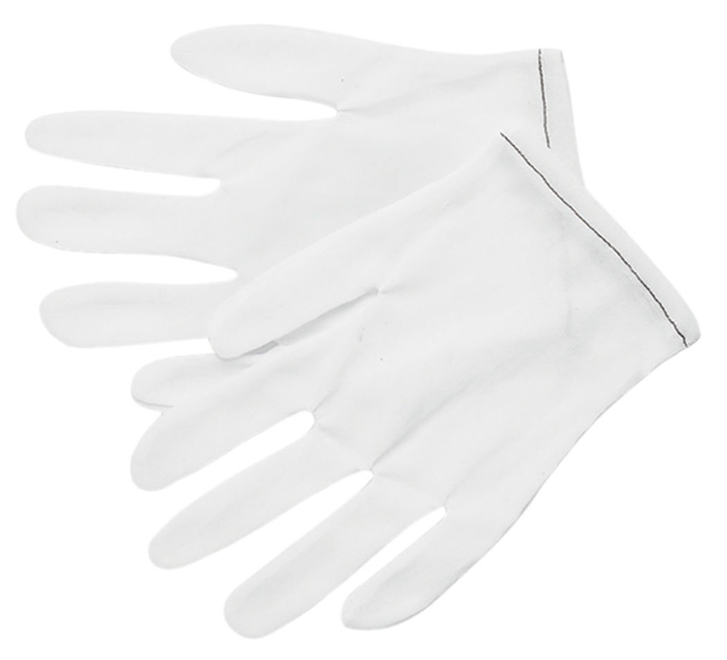 MCR Safety 8700S Inspectors Lint-Free Nylon 2-piece Reversible Mens Gloves with Straight Thumb White Small 1-Pair