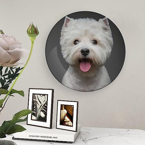 Platos de porcelana china de perro terrier con soporte de pared elegante 5