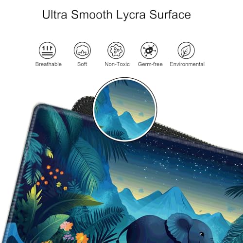 Image of Gaming Mouse Pad Large Mousepad Elephant Desk Mat XXL Big Desk Pad Rubber Base Computer Pad with Stitched Edges Mouse Mat for Work Game Home Office