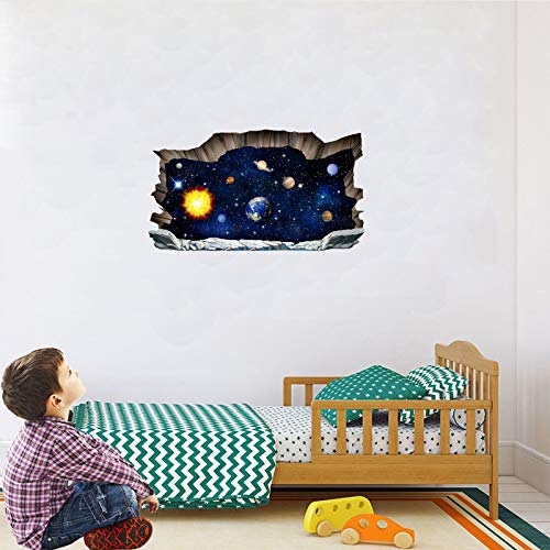 3 Pcs Universe Wall Stickers 3D Planet Galaxy Outer Space Nine Planet Window Decals Decorations Murals Wall Art Decorative Sticker For Kids Living Room Bedroom Nursery Playroom Party Decor Supplies #TOP5