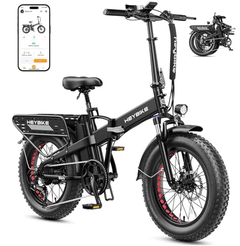 Heybike Mars 2.0 Foldable Electric Bike Max 32MPH, 1800W Peak Motor Ebike with 100N.M Torque, 70+Miles Long Range 624WH Removable Battery, 20 * 4'' Fat Tire with Full Suspension,UL2849 Certified
