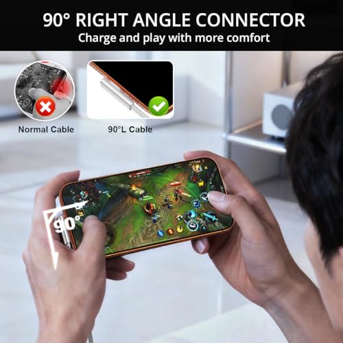 Image of Verilux Right Angle PD100W Type C Cable Fast Charging, 480Mbps Data Cable C Type Fast Charging, Tangle Free for iPhone 17 /17 Pro /17 Pro Max /16 /15, Galaxy S26 /S25 /S24